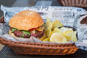 Meat Burger and Chips Meat Burger and Chips