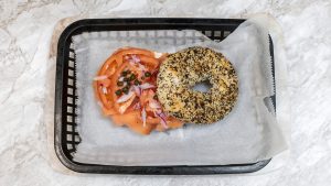 Lox Bagel with Cream Cheese and Veggies