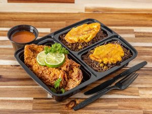 Fried Tilapia with Rice and Beans