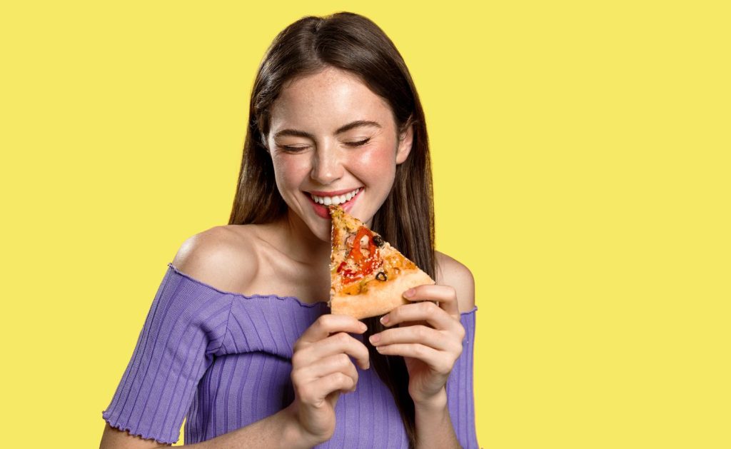 Portrait with Pizza Slice