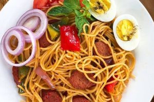 Spaghetti with Eggs Breakfast