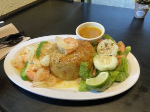 Mofongo with shrimps