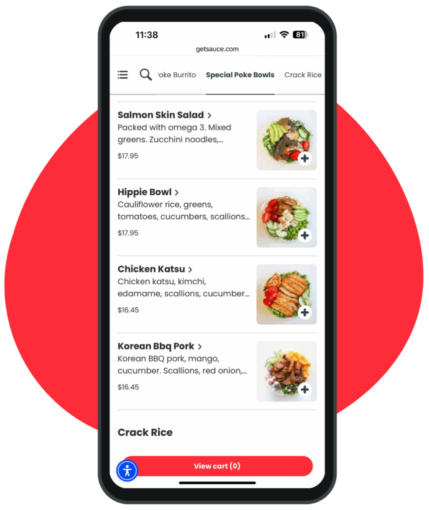 Online ordering system for restaurants