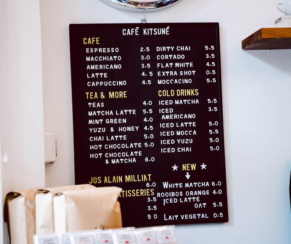 Magnetic Restaurant Menu Board
