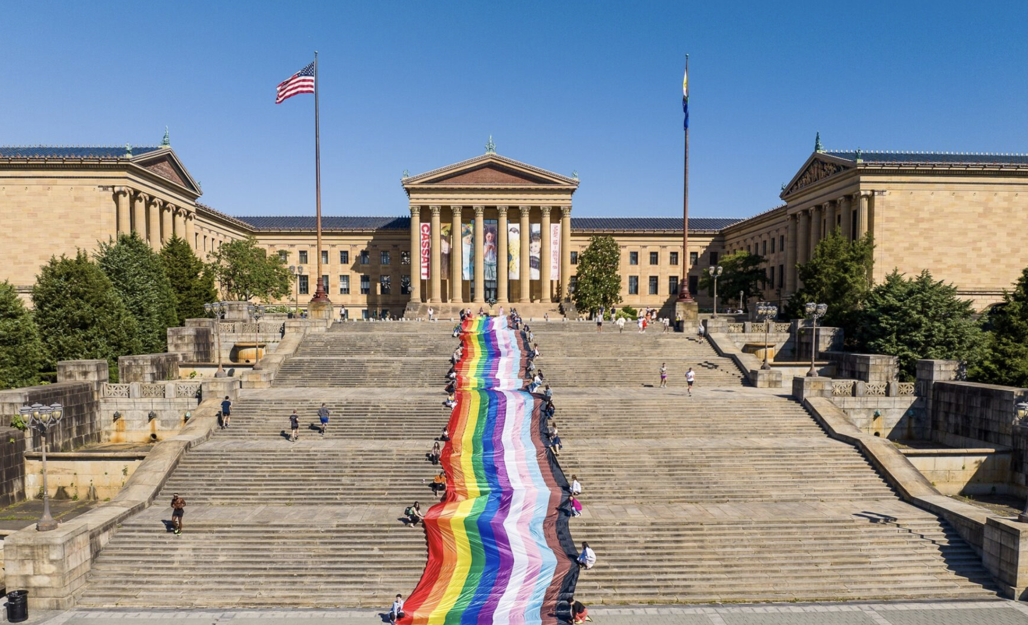 600 Foot Pride Flag on The Philadelphia Museum of Art Steps