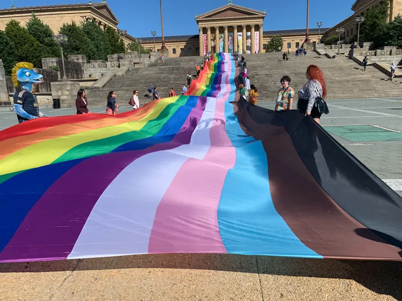 600 Foot Pride Flag on The Philadelphia Museum of Art Steps