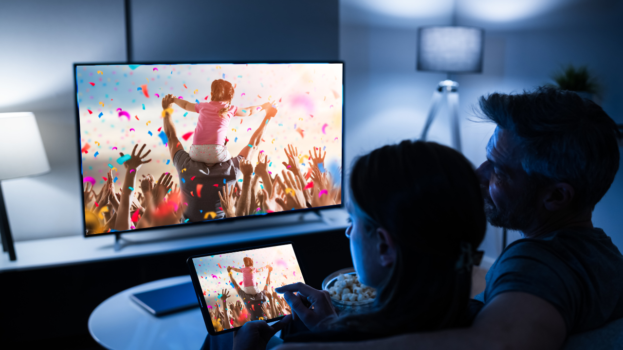 family watching tv
