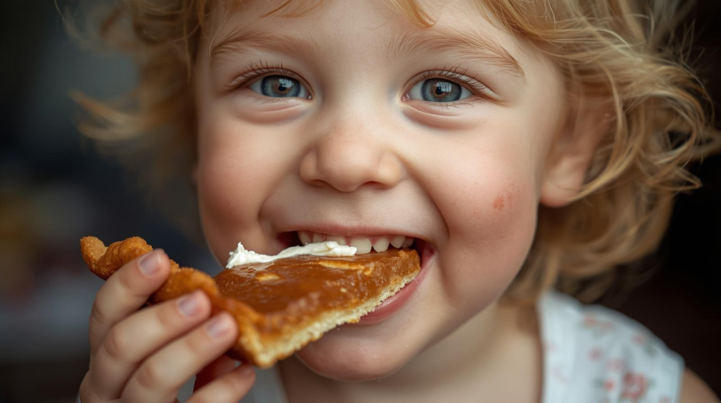 cute kid eating pie