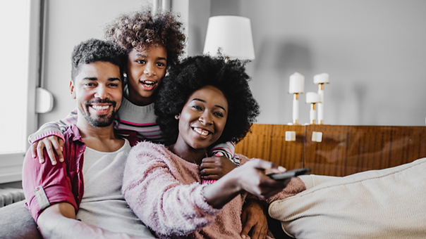 family watching tv