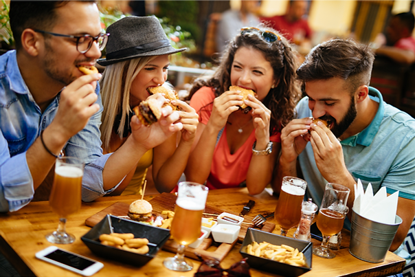 friends dining at cafe